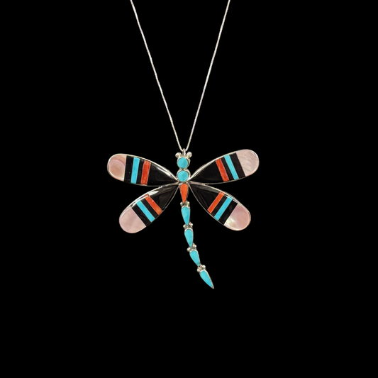 Zuni Inlaid Dragonfly Necklace