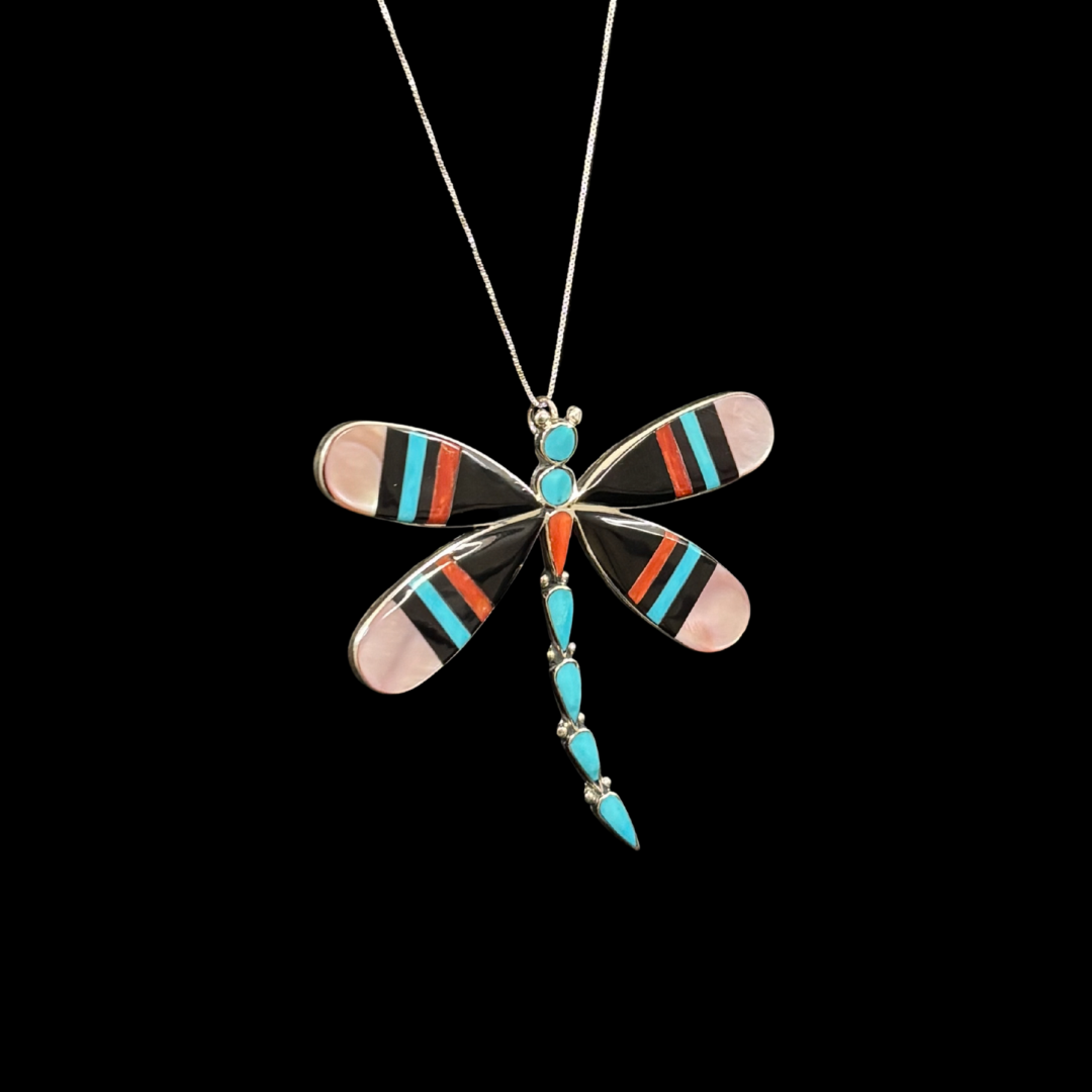 Zuni Inlaid Dragonfly Necklace