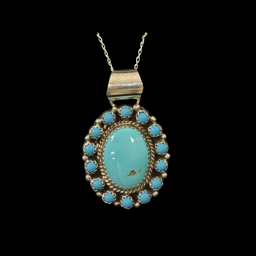 Turquoise & Sterling Silver Cluster Pendant