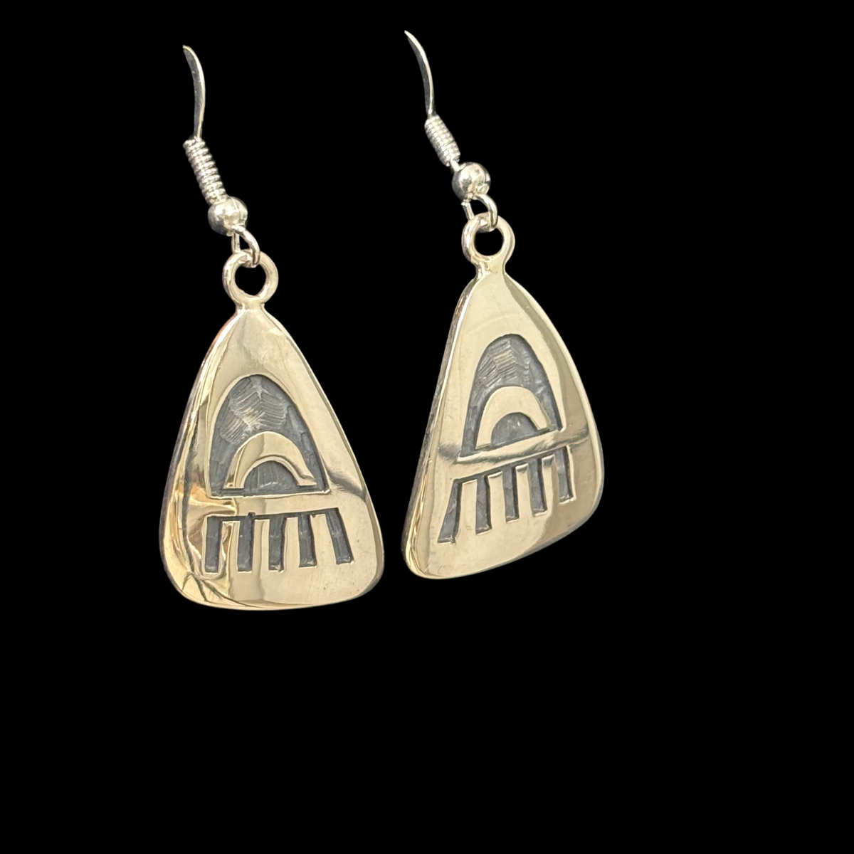 Hopi Bear Paw Sterling Silver Earrings by Steward Dacaywma