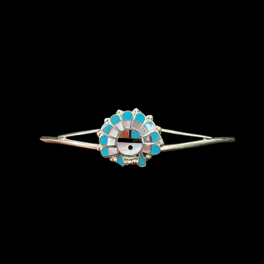 Zuni Inlay Sterling Silver Bracelet