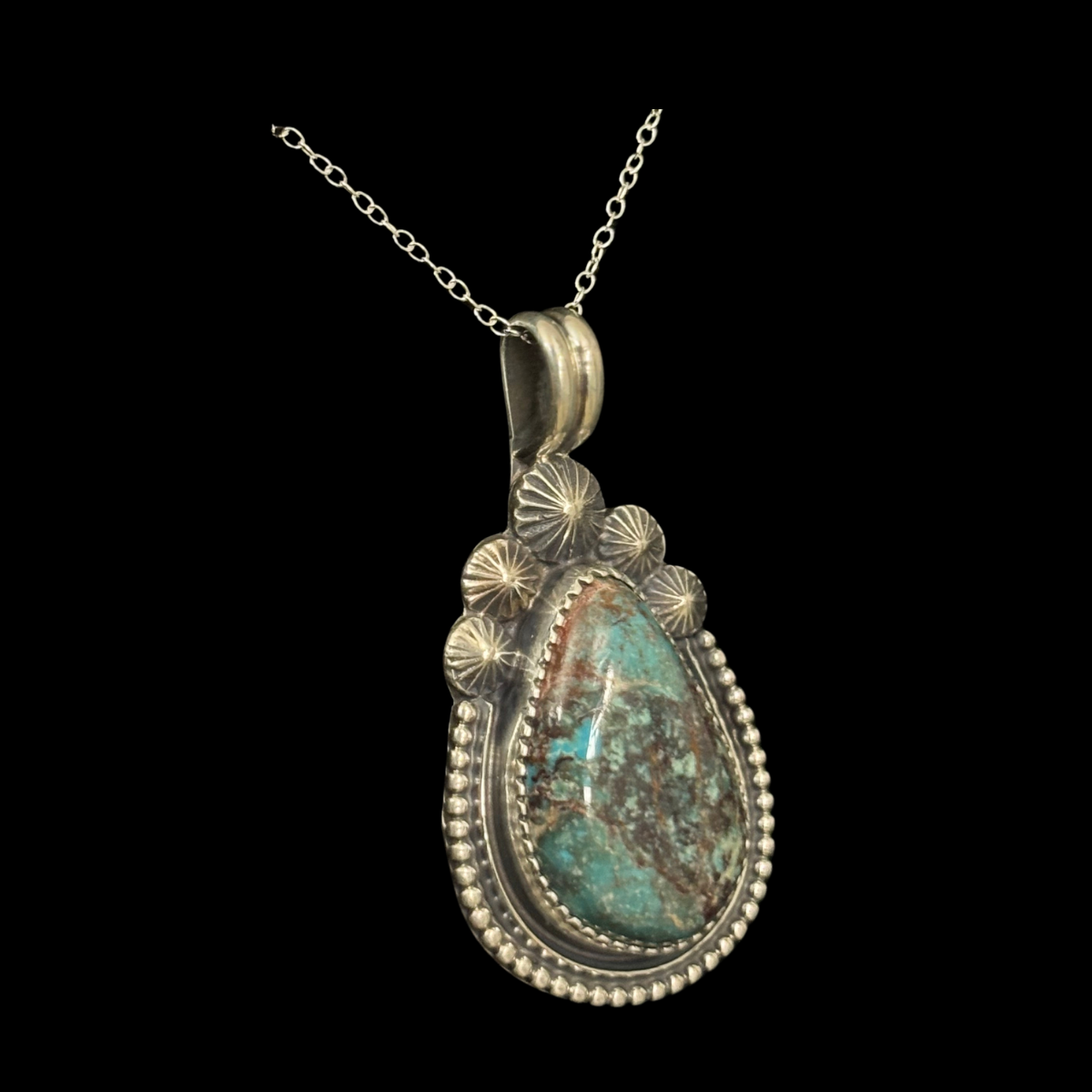 Royston Turquoise & Sterling Silver Pendant by Jeanette Dale