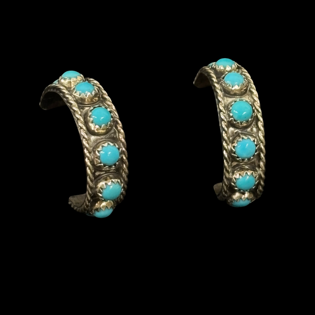 Multi-Stone Row Turquoise Hoop Earrings