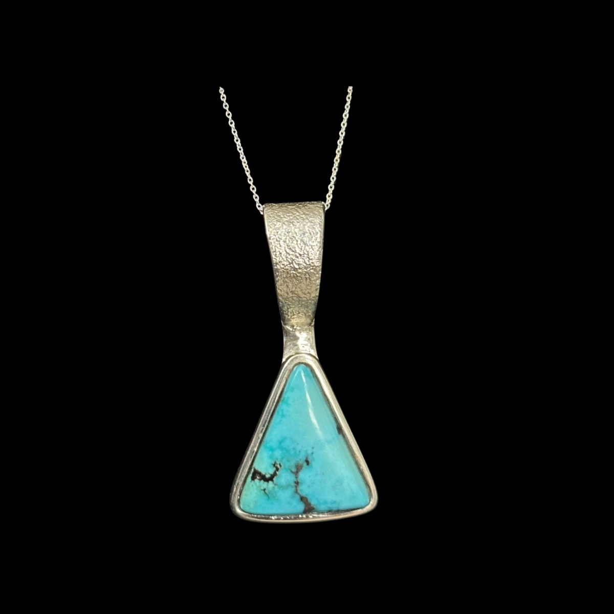 Tufa Cast Sterling Silver Pendant with Sleeping Beauty Turquoise by Raymond Clawson
