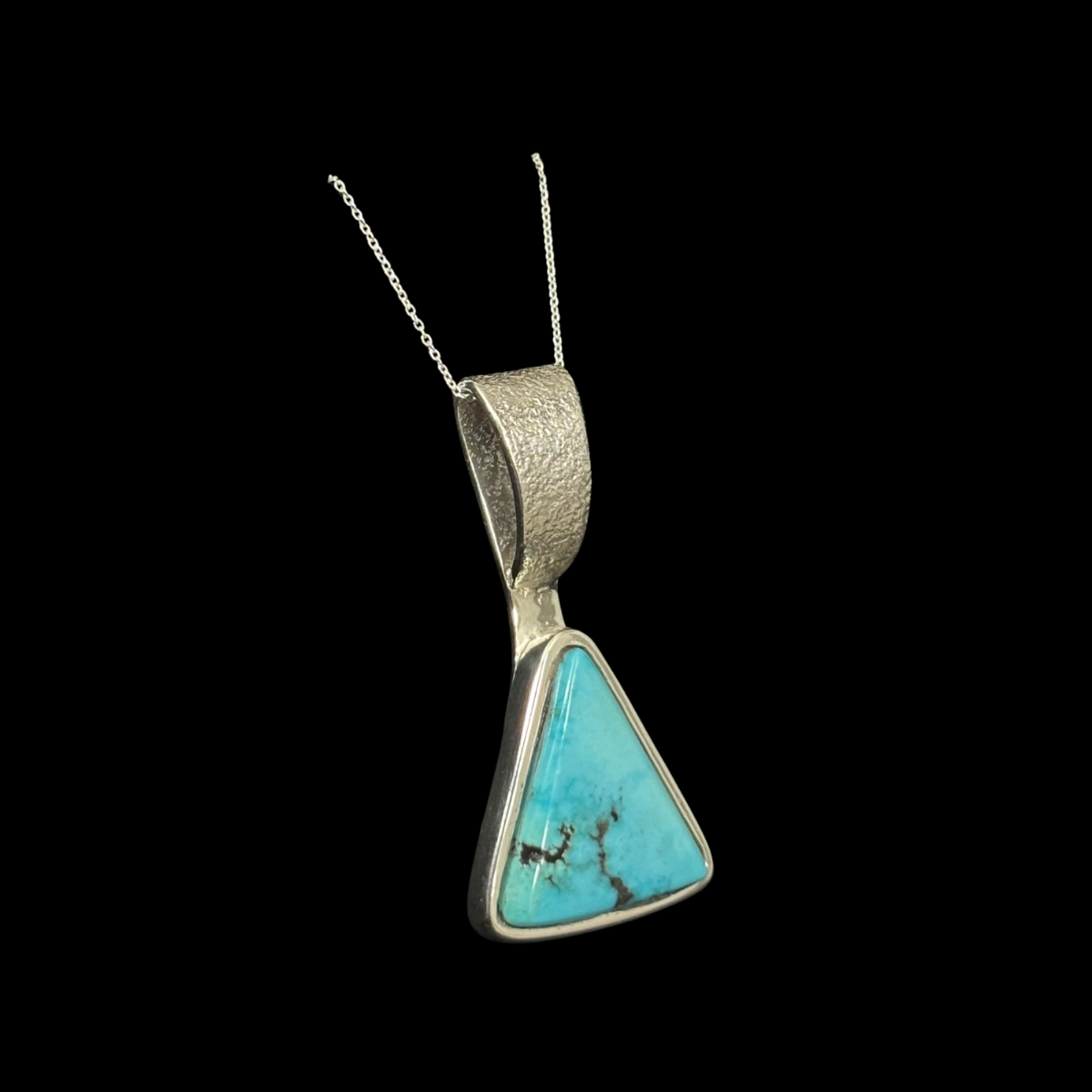 Tufa Cast Sterling Silver Pendant with Sleeping Beauty Turquoise by Raymond Clawson
