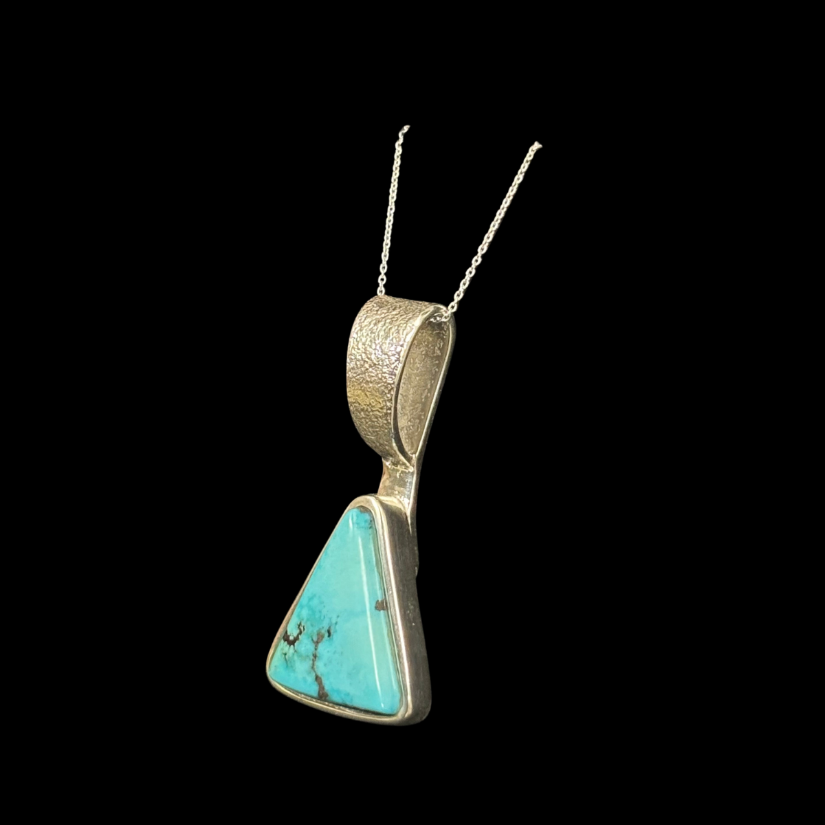 Tufa Cast Sterling Silver Pendant with Sleeping Beauty Turquoise by Raymond Clawson
