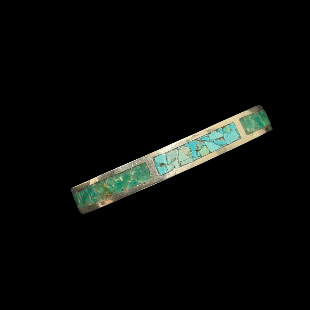 Turquoise Inlay Sterling Silver Bracelet by Andrew Lovato