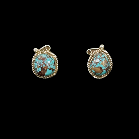 Sterling Silver & Turquoise Stud Earrings By Nelson Morgan