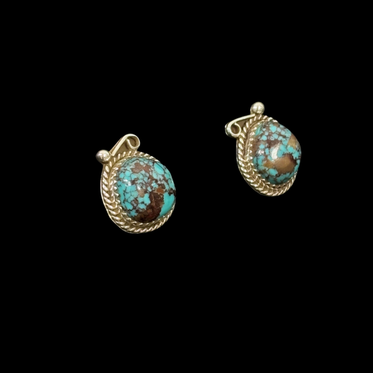 Sterling Silver & Turquoise Stud Earrings By Nelson Morgan