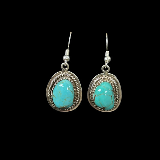 Turquoise Oval Dangle Earrings by Nelson Morgan