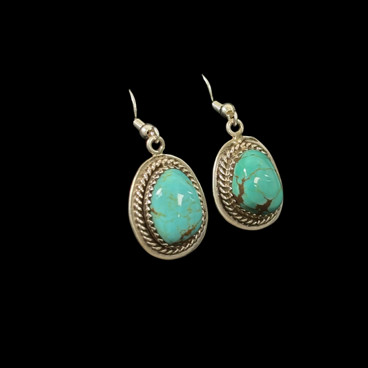 Turquoise Oval Dangle Earrings by Nelson Morgan