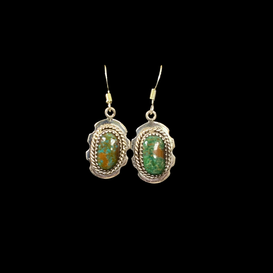 Turquoise Oval Dangle Earrings by Nelson Morgan