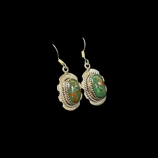 Turquoise Oval Dangle Earrings by Nelson Morgan