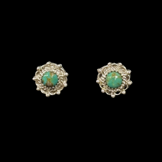 Scalloped Edge Turquoise Stud Earrings