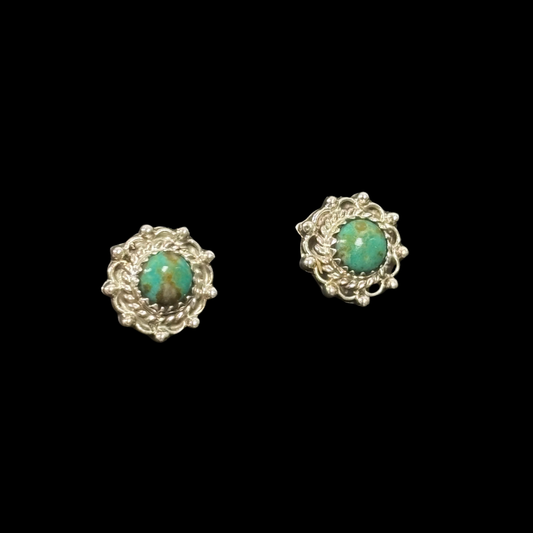 Scalloped Edge Turquoise Stud Earrings