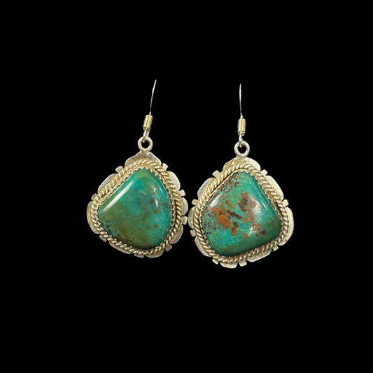 Turquoise Oval Dangle Earrings by Nelson Morgan