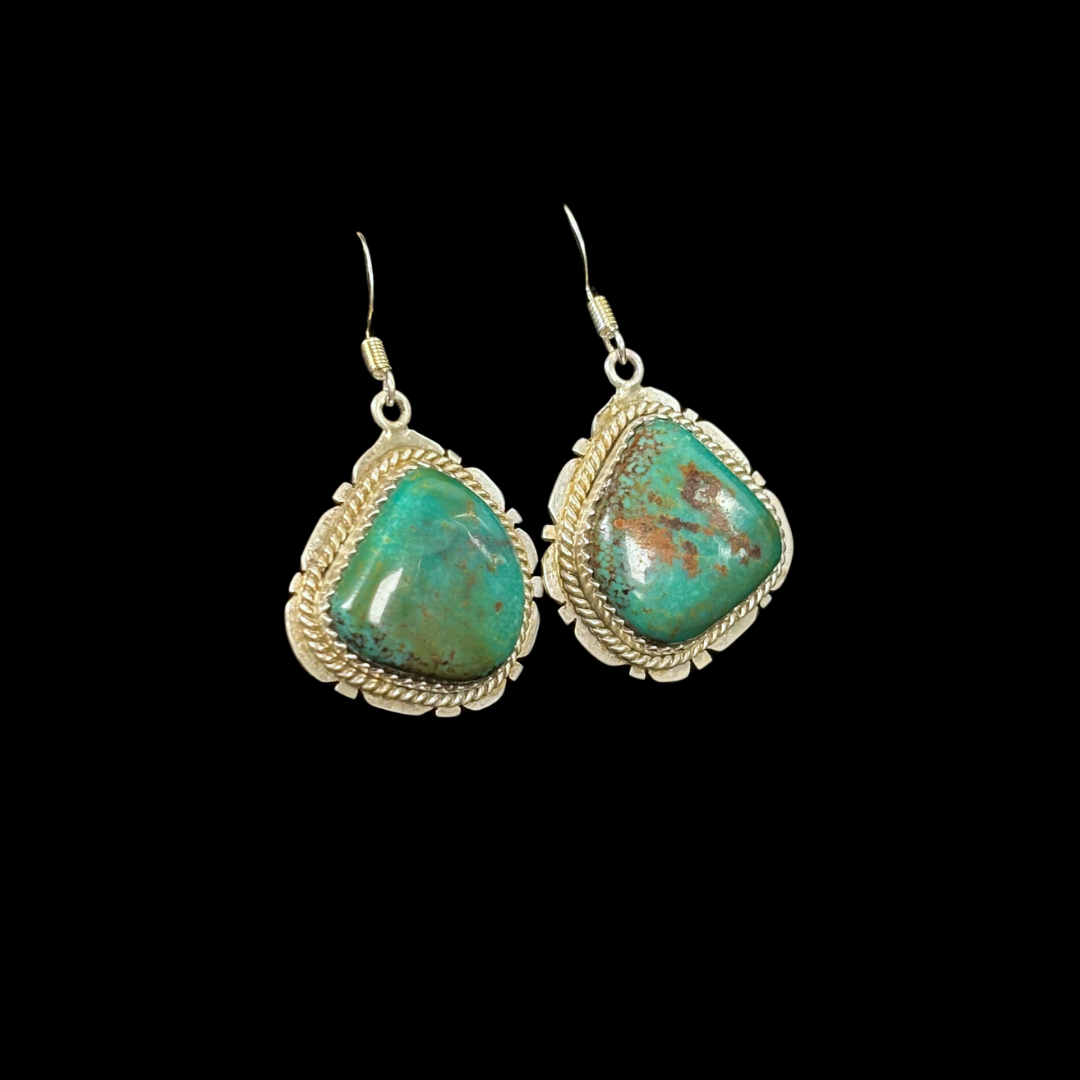 Turquoise Oval Dangle Earrings by Nelson Morgan