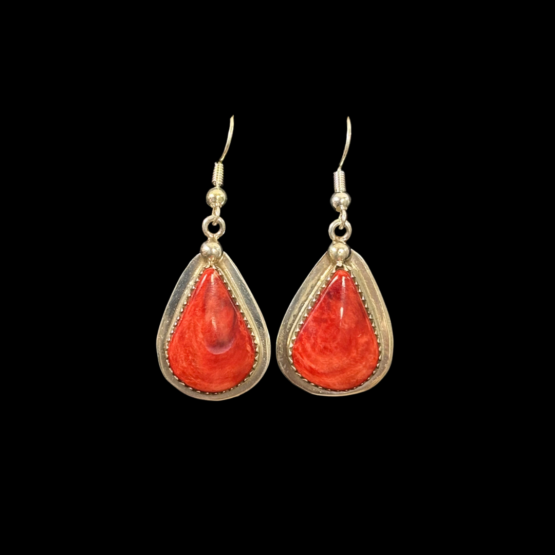 Spiny Oyster & Sterling Silver Earrings by Nelson Morgan