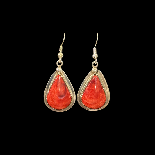 Spiny Oyster & Sterling Silver Earrings by Nelson Morgan