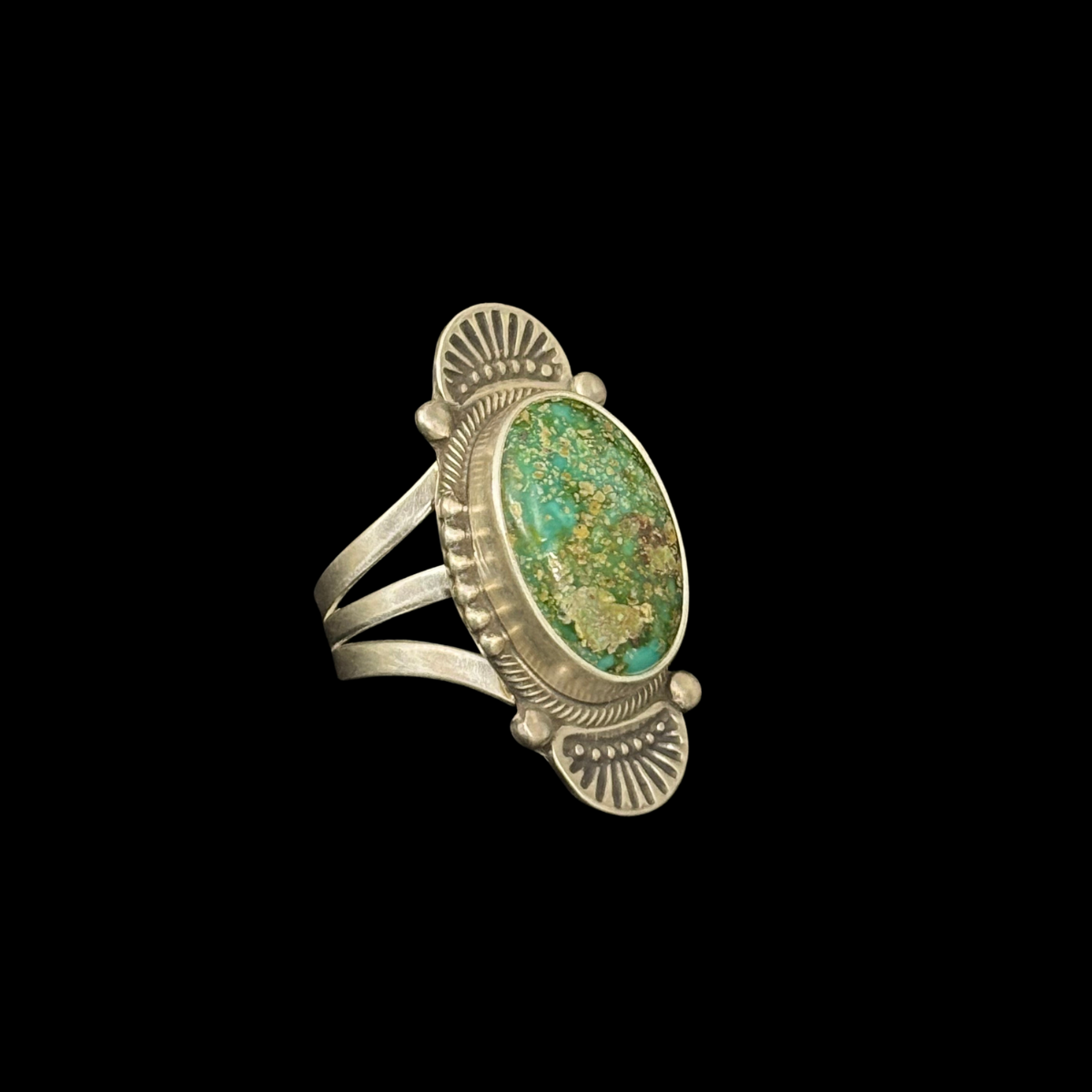 Royston Turquoise Sterling Silver Stamped Ring by Stanley Parker