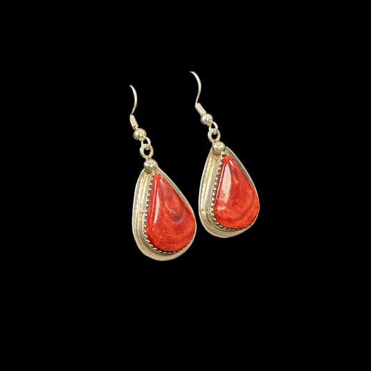 Spiny Oyster & Sterling Silver Earrings by Nelson Morgan