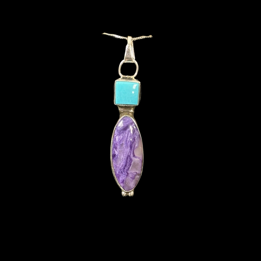 Turquoise & Charoite Pendant by Rose Swett