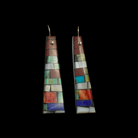 Multi-Stone Shell Inlay Earrings by Charlene Reano