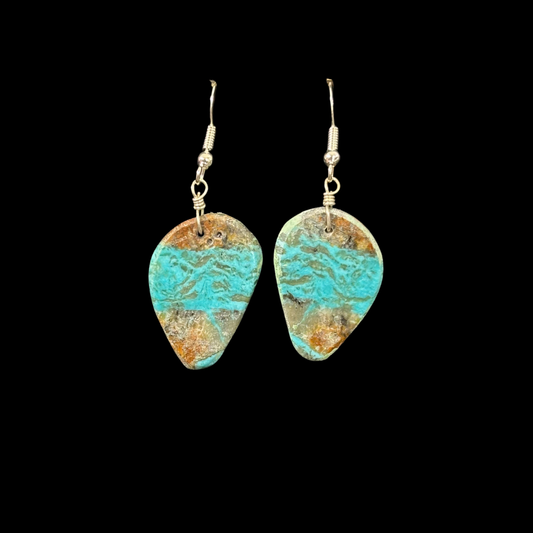 Turquoise Slab Earrings by Ray Lovato