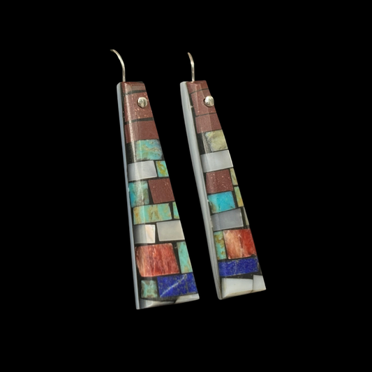 Multi-Stone Shell Inlay Earrings by Charlene Reano