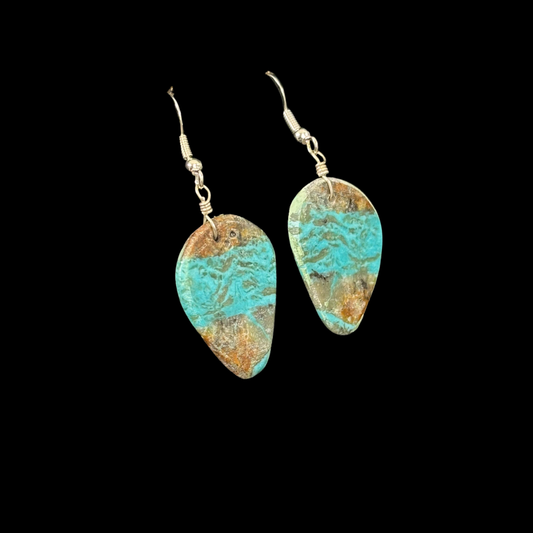 Turquoise Slab Earrings by Ray Lovato