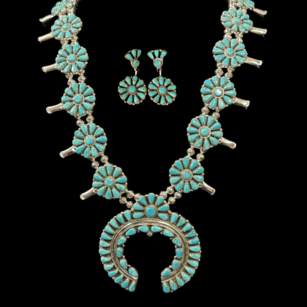 Cluster Squash Blossom Necklace & Earrings Set