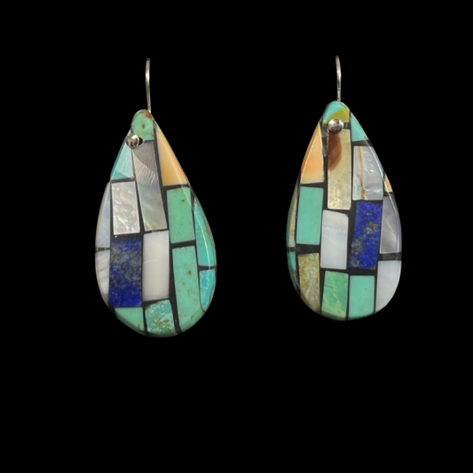 Multi-Stone Shell Inlay Earrings by Charlene Reano