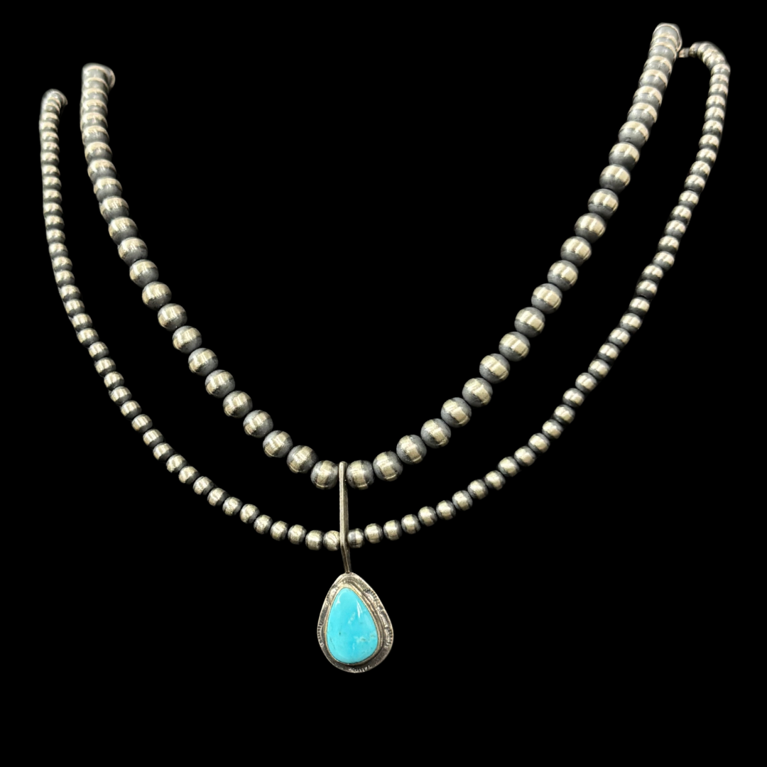 Double Strand Navajo Pearl & Turquoise Necklace