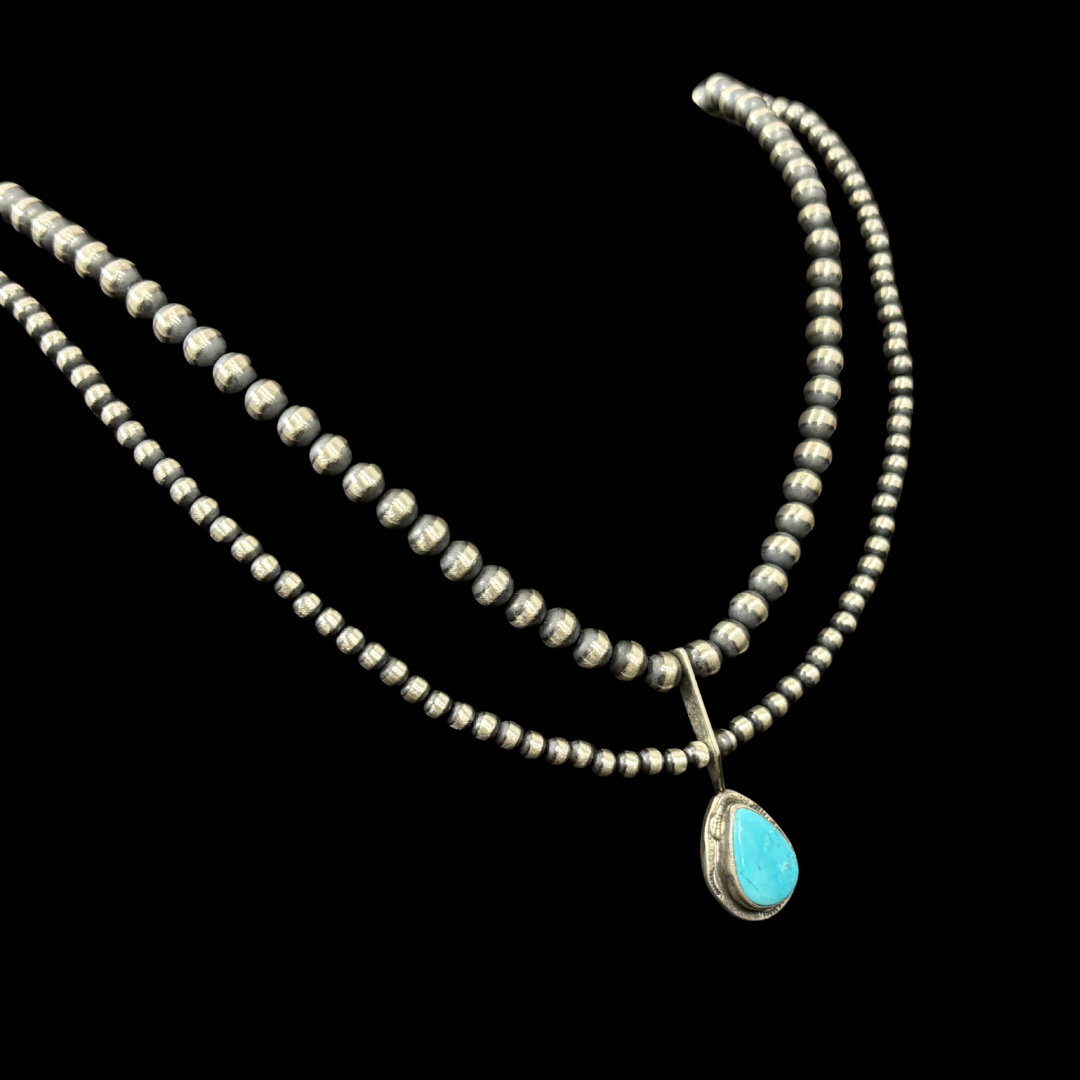Double Strand Navajo Pearl & Turquoise Necklace
