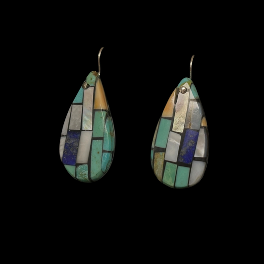 Multi-Stone Shell Inlay Earrings by Charlene Reano