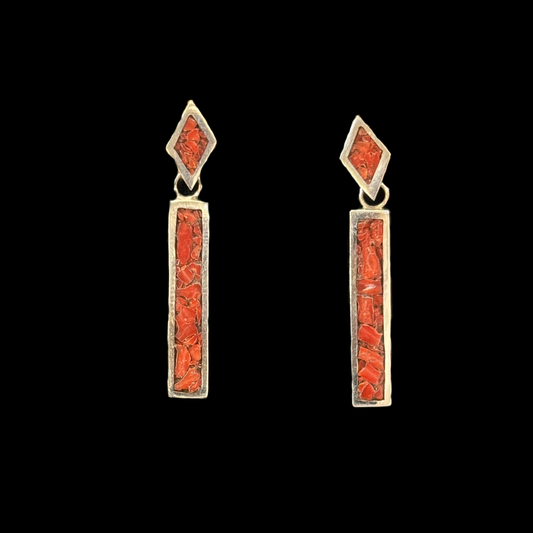 Inlay Coral Post Earrings by Andrew Lovato