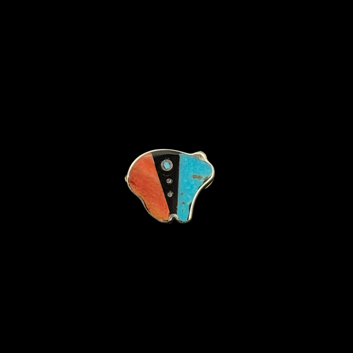 Turquoise, Jet, Spiny Oyster Inlaid Bear Ring by Jimmy Poyer