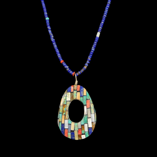 Multi-Stone Shell Inlay Necklace by Charlene Reano