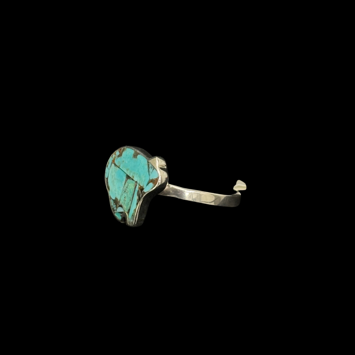 Turquoise Inlaid Bear Ring by Jimmy Poyer