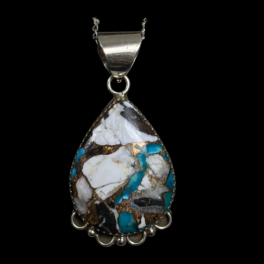 Mixed Stone Composite Sterling Silver Pendant by Nelson Morgan