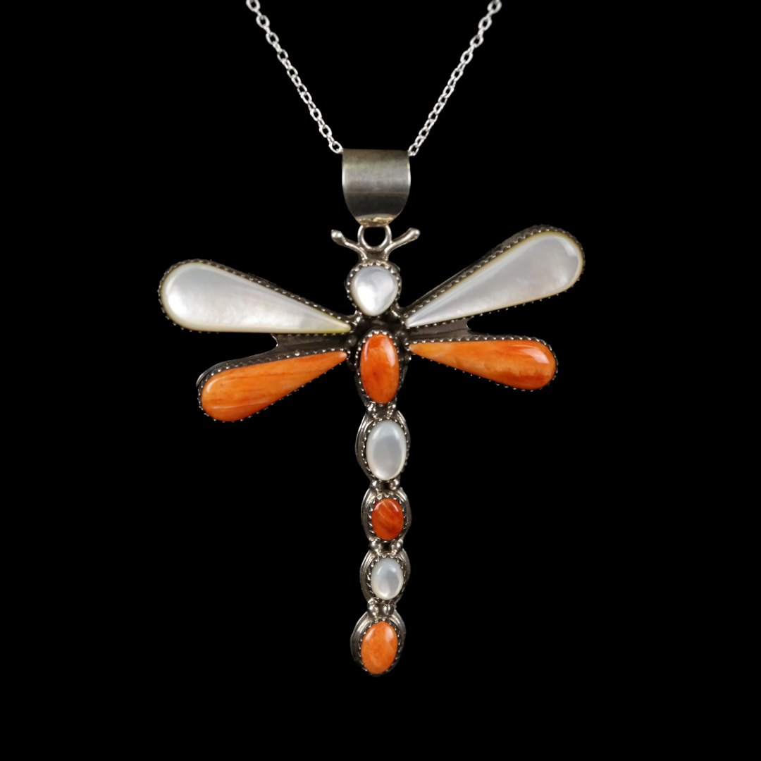 Dragonfly Spiny Oyster Pendant