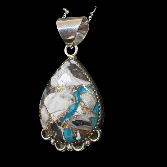 Mixed Stone Composite Sterling Silver Pendant by Nelson Morgan