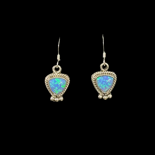 Triangle Blue Opal Earrings
