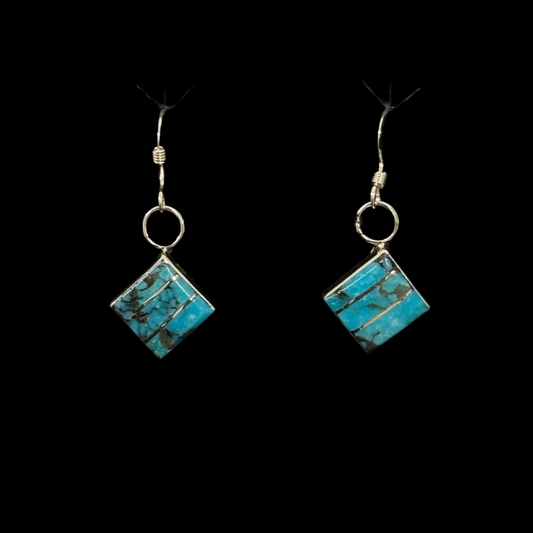 Square Turquoise Inlaid Earrings