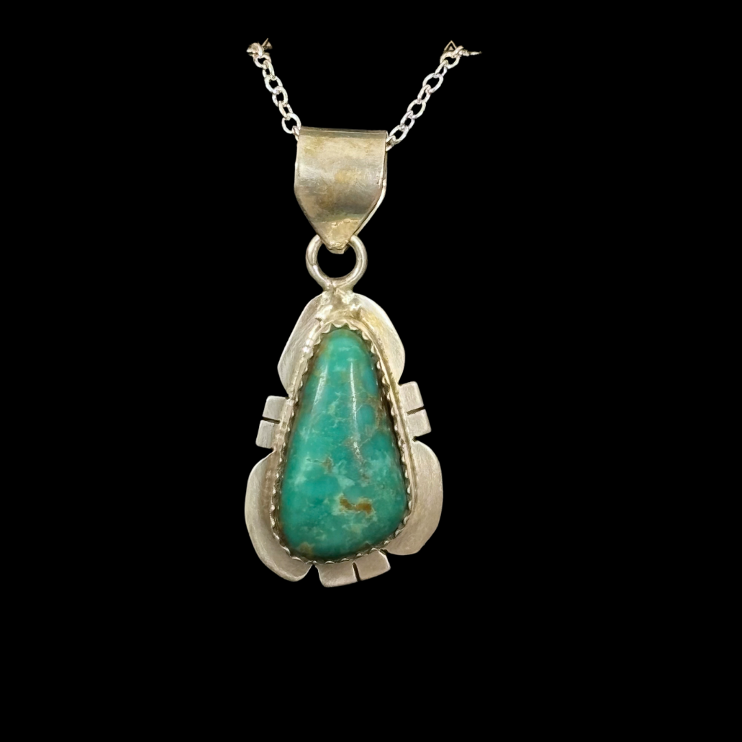 Sterling Silver Turquoise Pendant by Navajo Artist Nelson Morgan