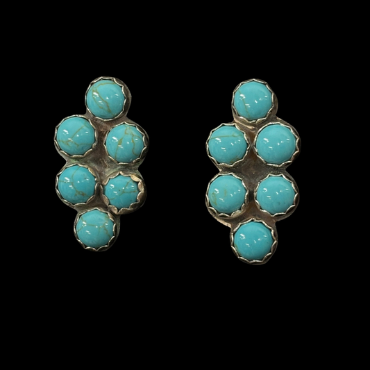 Navajo Turquoise Cluster Post Earrings