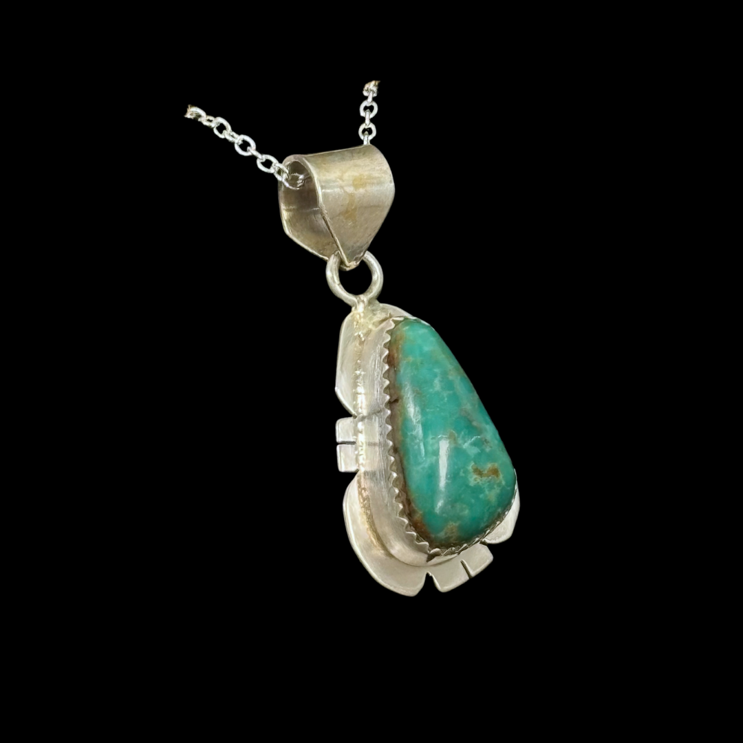 Sterling Silver Turquoise Pendant by Navajo Artist Nelson Morgan