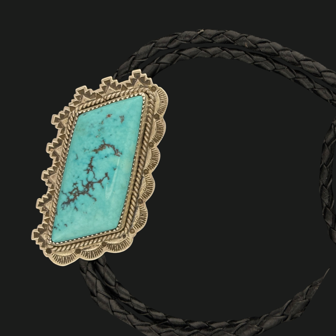 Sterling Silver & Kingman Turquoise Bolo Tie