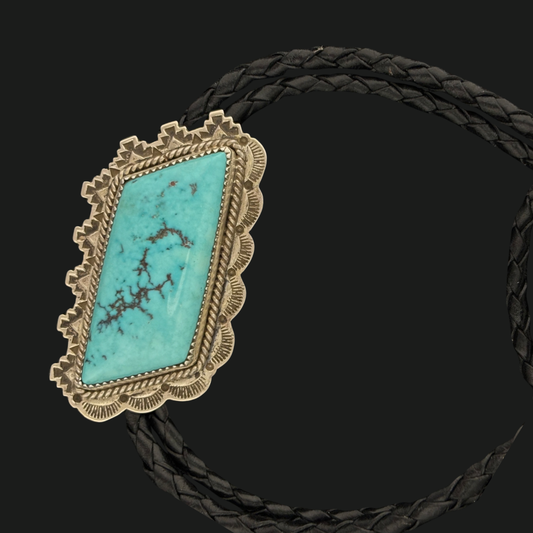Sterling Silver & Kingman Turquoise Bolo Tie