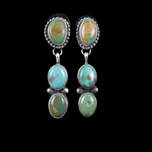 Three-Stone Turquoise Earrings